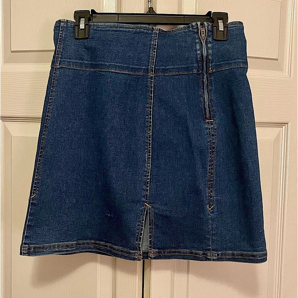 Free People Denim Mini Skirt with Side Front Zip